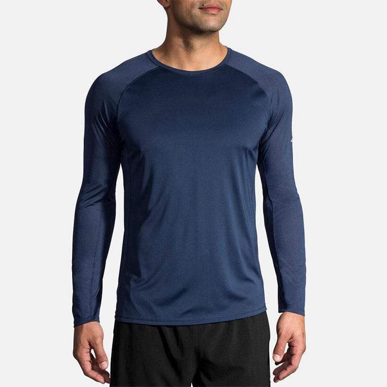 Brooks Men's STEALTH Long Sleeve Running Shirt - Blue - Canada (HMTCV-4293)